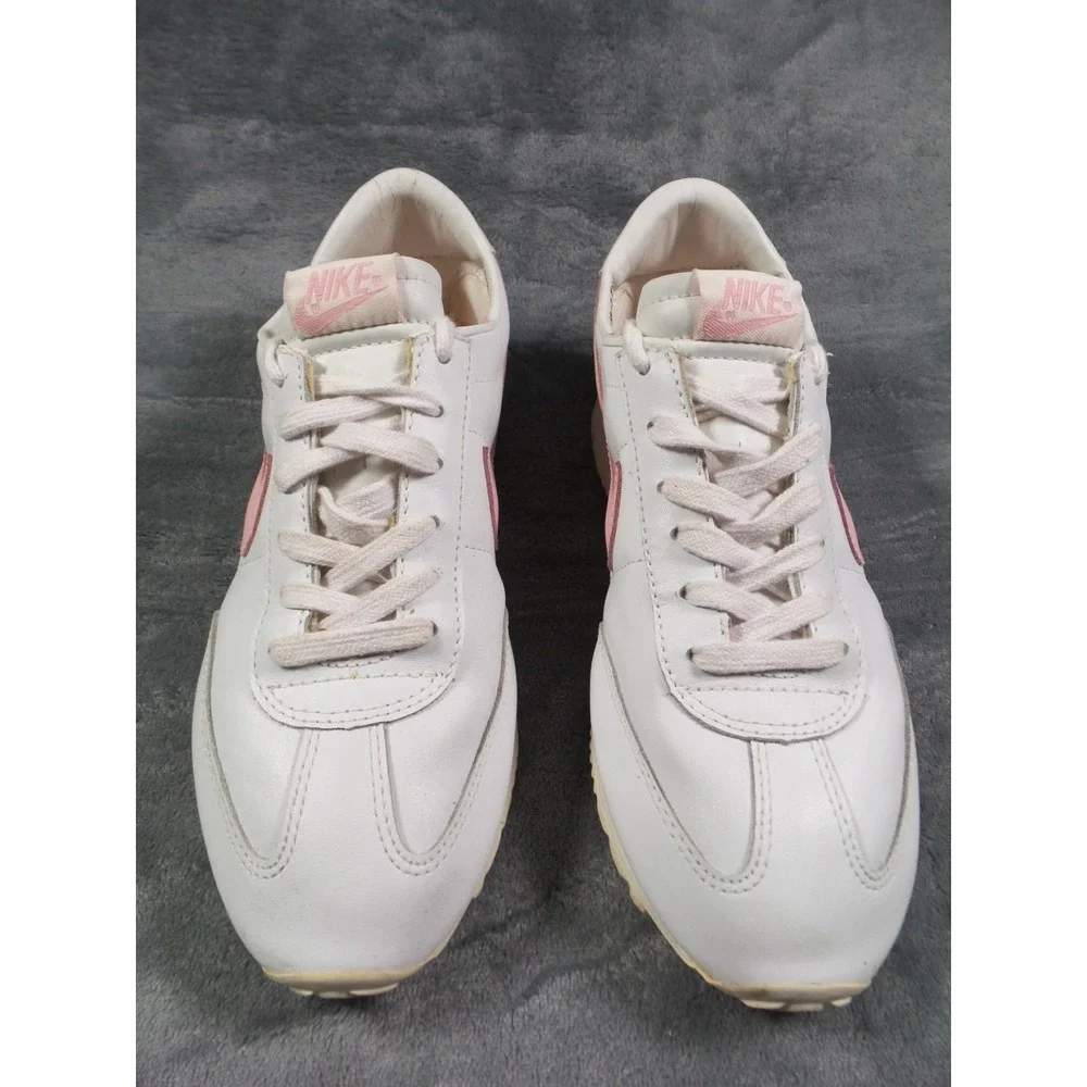 Vintage Nike Shoes Womens Size 9 White Pink‎ Cortez Sneakers Leather Y2K